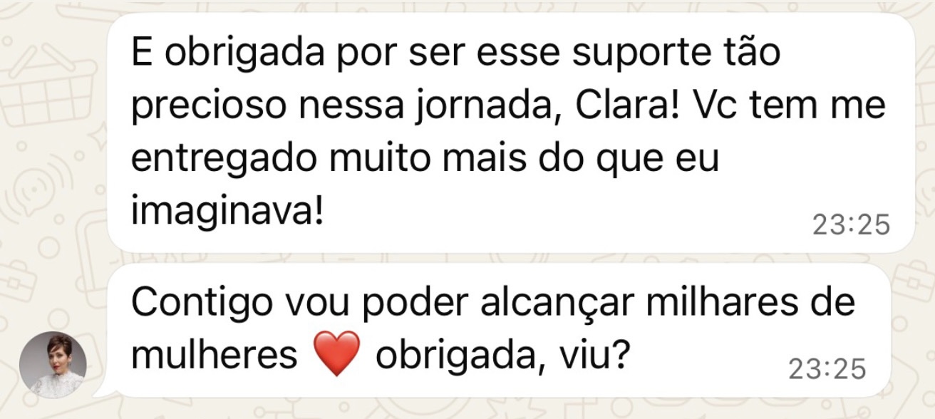 Relato anônimo de agradecimento pelo suporte